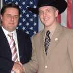 Nick Griffin with Kyle Brisow of YAF on campus last time