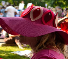 Ann modeling her vagina hat at the Capitol