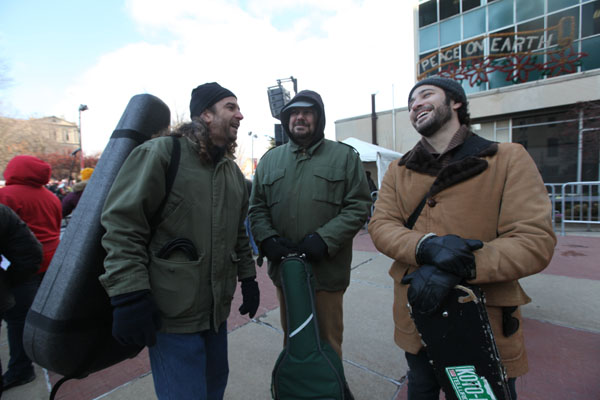 Chris Buhalis (left) is from a union family in Ann Arbor. Joshua Davis (right) and Drew Howard (center) are from the Lansing area.
